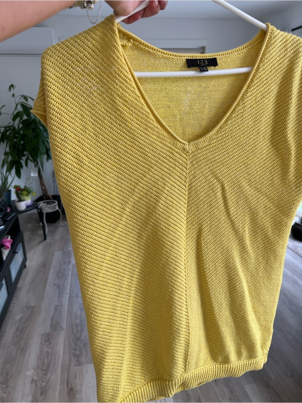 Yellow V-Neck Knit Top